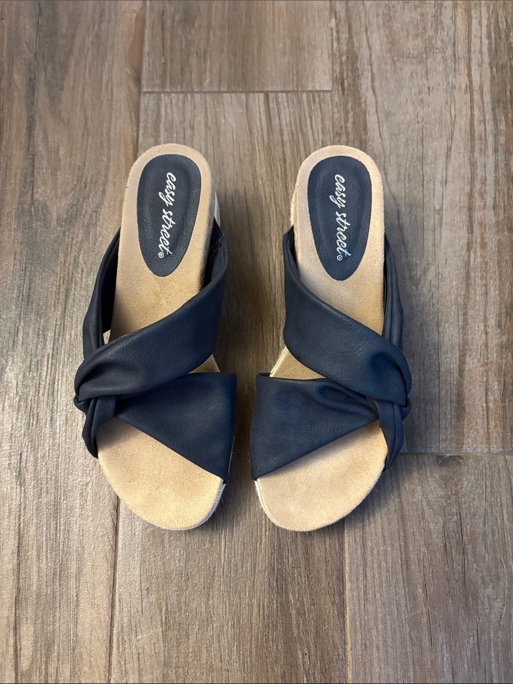 Easy Street Ja Navy Knotted Slide Mules